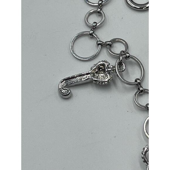 Juicy Couture Silver Tone Charm Bracelet Puff multicolor Crown Heart Pave‎ J - Picture 8 of 8